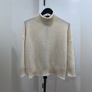 313. Zesica Cozy Cream Crochet-like Weave Turtleneck Sweater